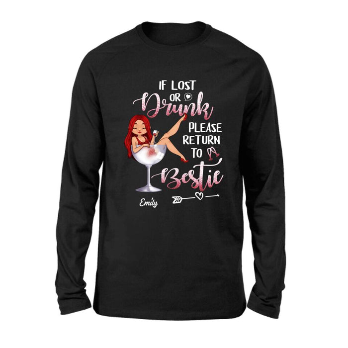 Personalized Drunk Bestie Shirt - Gift Idea For Besties/Friends - If Lost Or Drink Please Return To Bestie