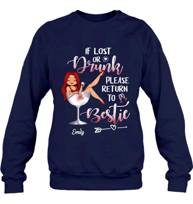 Personalized Drunk Bestie Shirt - Gift Idea For Besties/Friends - If Lost Or Drink Please Return To Bestie