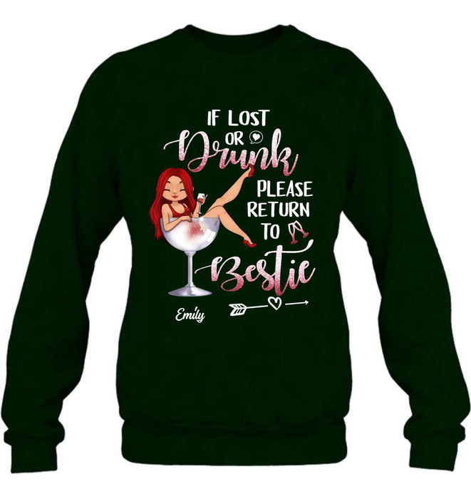 Personalized Drunk Bestie Shirt - Gift Idea For Besties/Friends - If Lost Or Drink Please Return To Bestie