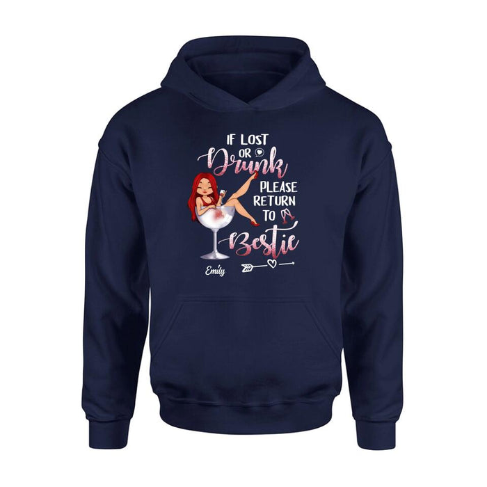 Personalized Drunk Bestie Shirt - Gift Idea For Besties/Friends - If Lost Or Drink Please Return To Bestie