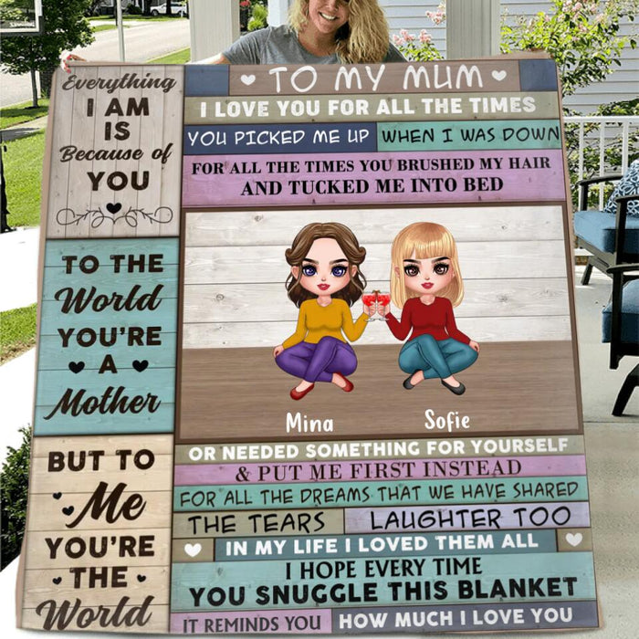 Personalized Mom & Daughter Fleece Throw Blanket/Quilt - Mother's Day Gift Idea From Daughter - To My Mum I Love You For All The Times
