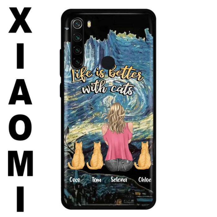 Personalized Cat Mom Phone Case - Up to 3 Cats - Birthday, Loving Gift For Cat & Dog Lover, Pet Owner, Pet Mom, Pet Dad - Life Is Better With Cats - Case For Xiaomi, Oppo And Huawei