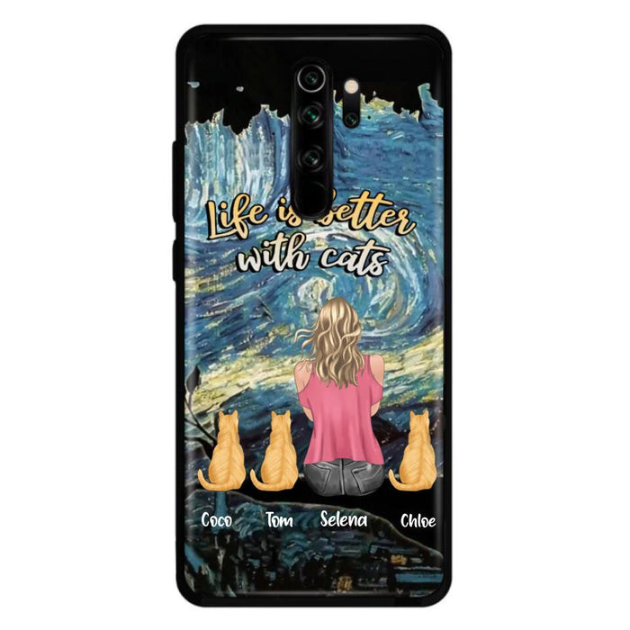 Personalized Cat Mom Phone Case - Up to 3 Cats - Birthday, Loving Gift For Cat & Dog Lover, Pet Owner, Pet Mom, Pet Dad - Life Is Better With Cats - Case For Xiaomi, Oppo And Huawei