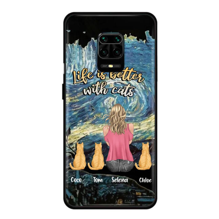 Personalized Cat Mom Phone Case - Up to 3 Cats - Birthday, Loving Gift For Cat & Dog Lover, Pet Owner, Pet Mom, Pet Dad - Life Is Better With Cats - Case For Xiaomi, Oppo And Huawei