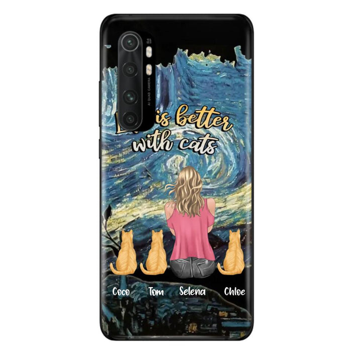 Personalized Cat Mom Phone Case - Up to 3 Cats - Birthday, Loving Gift For Cat & Dog Lover, Pet Owner, Pet Mom, Pet Dad - Life Is Better With Cats - Case For Xiaomi, Oppo And Huawei