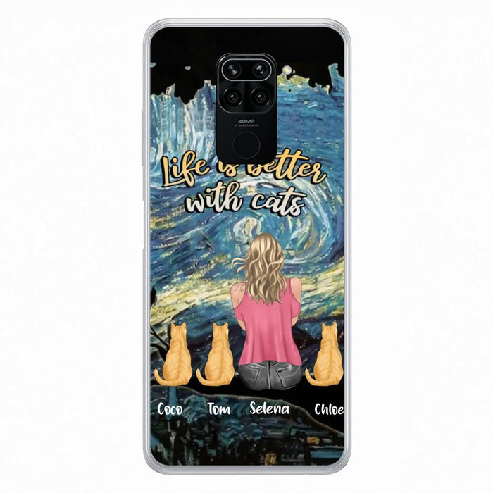 Personalized Cat Mom Phone Case - Up to 3 Cats - Birthday, Loving Gift For Cat & Dog Lover, Pet Owner, Pet Mom, Pet Dad - Life Is Better With Cats - Case For Xiaomi, Oppo And Huawei
