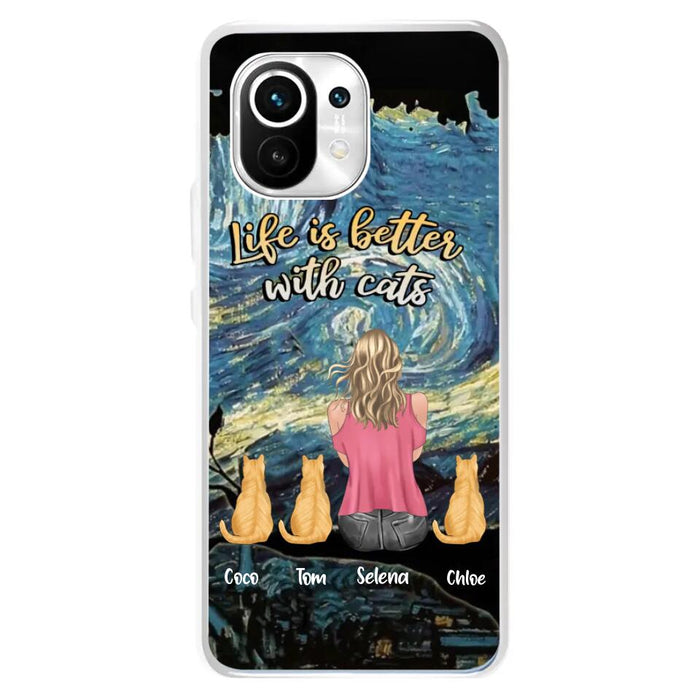 Personalized Cat Mom Phone Case - Up to 3 Cats - Birthday, Loving Gift For Cat & Dog Lover, Pet Owner, Pet Mom, Pet Dad - Life Is Better With Cats - Case For Xiaomi, Oppo And Huawei