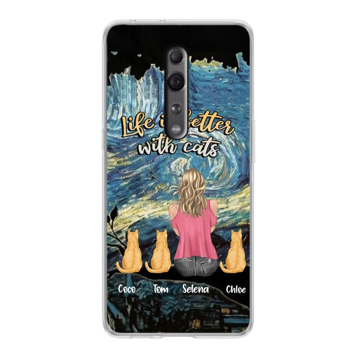 Personalized Cat Mom Phone Case - Up to 3 Cats - Birthday, Loving Gift For Cat & Dog Lover, Pet Owner, Pet Mom, Pet Dad - Life Is Better With Cats - Case For Xiaomi, Oppo And Huawei