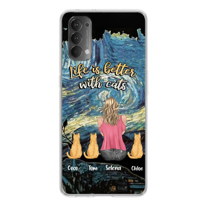 Personalized Cat Mom Phone Case - Up to 3 Cats - Birthday, Loving Gift For Cat & Dog Lover, Pet Owner, Pet Mom, Pet Dad - Life Is Better With Cats - Case For Xiaomi, Oppo And Huawei