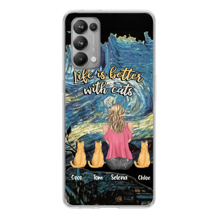 Personalized Cat Mom Phone Case - Up to 3 Cats - Birthday, Loving Gift For Cat & Dog Lover, Pet Owner, Pet Mom, Pet Dad - Life Is Better With Cats - Case For Xiaomi, Oppo And Huawei
