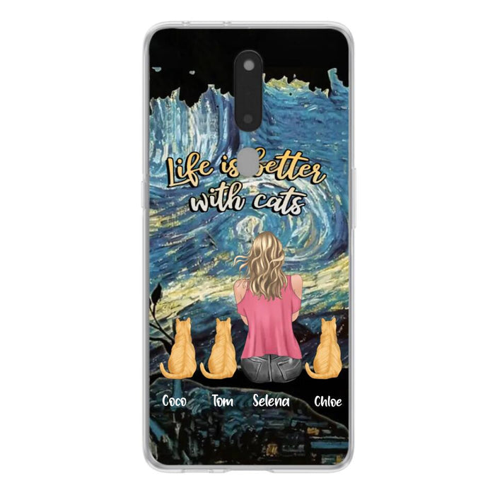 Personalized Cat Mom Phone Case - Up to 3 Cats - Birthday, Loving Gift For Cat & Dog Lover, Pet Owner, Pet Mom, Pet Dad - Life Is Better With Cats - Case For Xiaomi, Oppo And Huawei