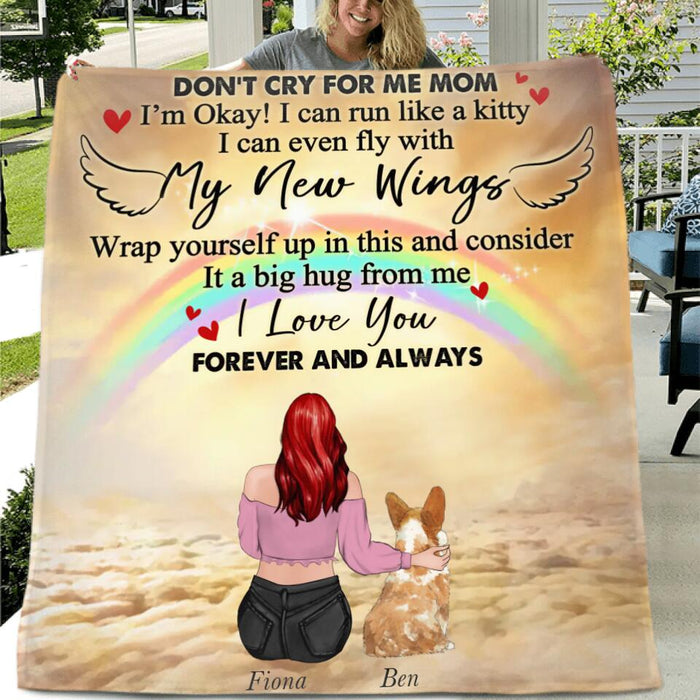 Personalized Pet Memorial Fleece Throw Blanket/Quilt - Memorial Gift Idea For Loss Of Pet - Don't Cry For Me Mom! I'm Okay