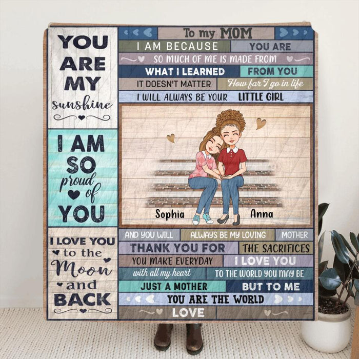 Personalized Mom & Daughter Fleece Throw Blanket/Quilt - Gift Idea For Mother's Day From Daughter - You Are My Sunshine
