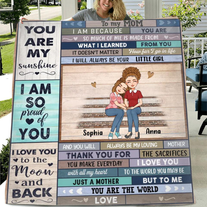 Personalized Mom & Daughter Fleece Throw Blanket/Quilt - Gift Idea For Mother's Day From Daughter - You Are My Sunshine