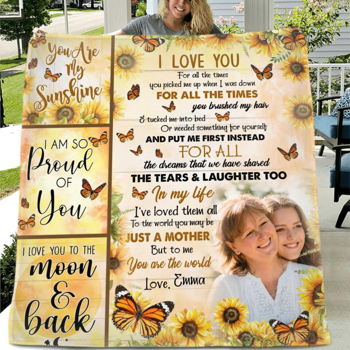 Personalized To My Mom Fleece Throw Blanket/Quilt - Upload Photo - Mother's Day Gift Idea - I Love You