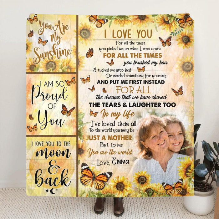 Personalized To My Mom Fleece Throw Blanket/Quilt - Upload Photo - Mother's Day Gift Idea - I Love You