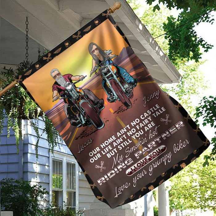 Personalized Riding Couple Flag Sign - Gift Idea For Wife From Husband - You Are My Smokin' Hot Riding Partner