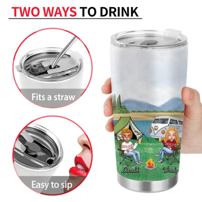Personalized Camping Tumbler - Up to 4 People and 2 Pets - Gift Idea For Couple/Friends/Camping/Dog/Cat Lovers - Life Is Better Around The Campfire