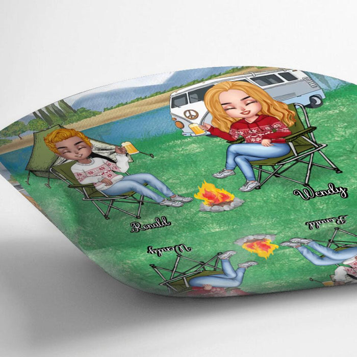 Personalized Camping Pillow Cover/Quilt/Fleece Blanket - Up to 4 People and 2 Pets - Gift Idea For Couple/Camping/Dog/Cat Lovers - Life Is Better At The Campsite