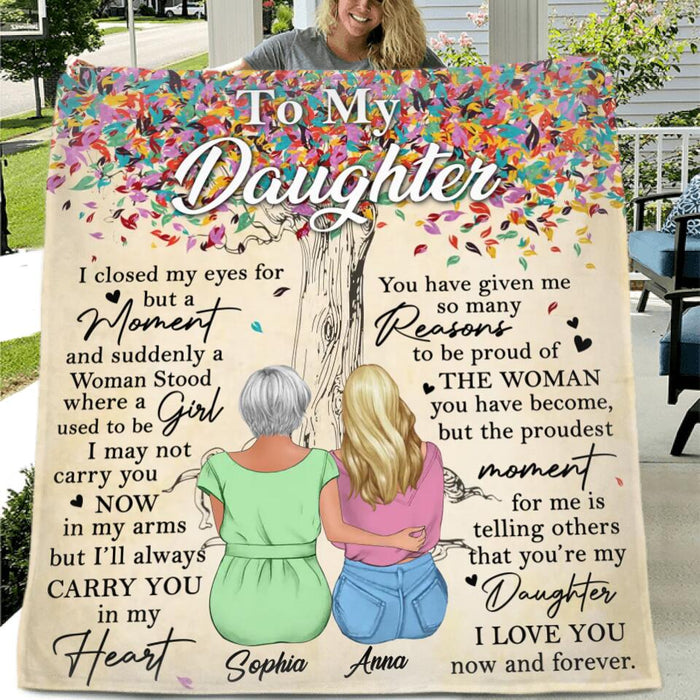 Personalized To My Daughter Fleece Throw Blanket/Quilt - Best Gift Idea From Mom to Daughter - I Love You Now and Forever