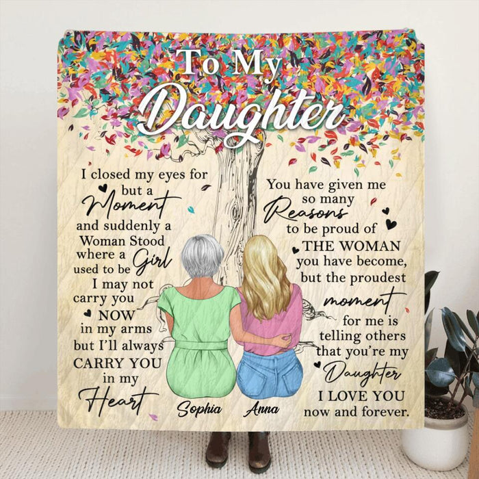 Personalized To My Daughter Fleece Throw Blanket/Quilt - Best Gift Idea From Mom to Daughter - I Love You Now and Forever