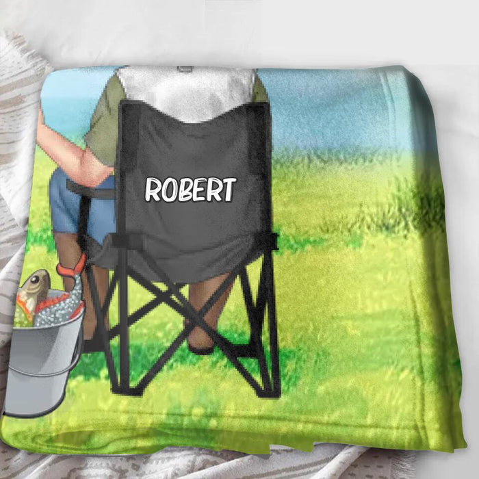 Personalized Fishing Couple Fleece Blanket/Quilt - Gift for Fishing Lovers/Couple/Husband and Wife - I love you with all my heart