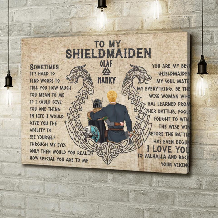 Personalized To My Shieldmaiden Canvas - Gift Idea For Shieldmaiden/Wife From Husband - You Are My Best Shieldmaiden