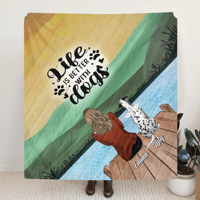 Personalized Dog Mom Fleece Throw Blanket/Quilt/Pillow Cover - Up to 5 Dogs -  Mother's Day Gift Idea for Dog Lovers - You Had Me  At Woof