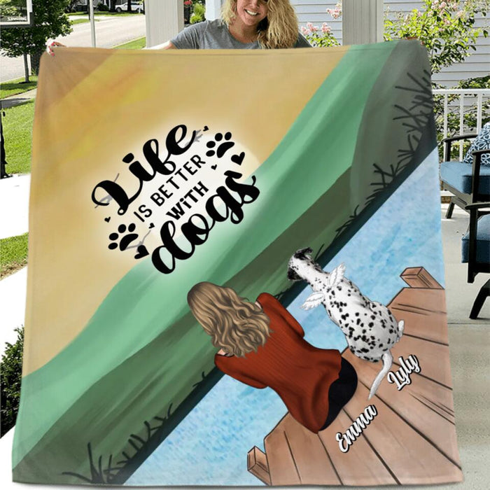 Personalized Dog Mom Fleece Throw Blanket/Quilt/Pillow Cover - Up to 5 Dogs -  Mother's Day Gift Idea for Dog Lovers - You Had Me  At Woof