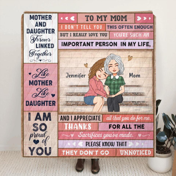 Personalized To My Mom Fleece Throw Blanket/Quilt - Mother's Day Gift Idea From Daughter - You're Such An Important Person In My Life