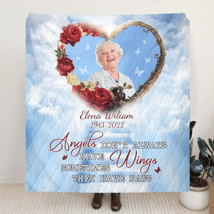 Personalized Memorial Photo Pillow Cover/Fleece Throw Blanket/Quilt - Memorial Gift Idea - I'll Hold You In My Heart Untill I Can Hold You In Heaven