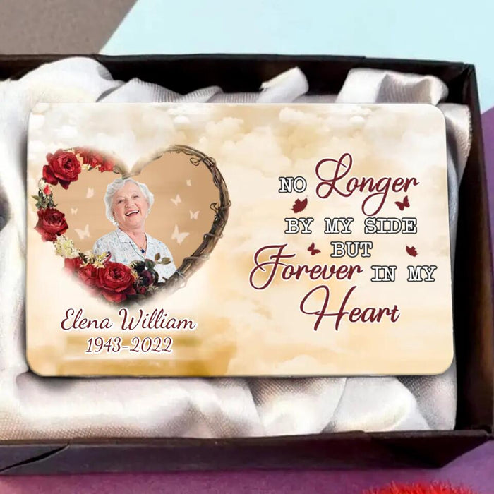 Personalized Memorial Photo Wallet Aluminium Card - Memorial Gift Idea For Family Member/Pet Owner - No Longer By My Side But Forever In My Heart
