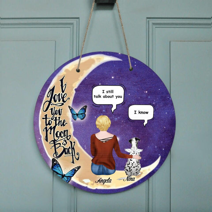 Personalized Pet Moon Memorial Circle Wall Art - Up to 4 Pets - Memorial Gift For Dog/Cat Lover - I Love You To The Moon And Back