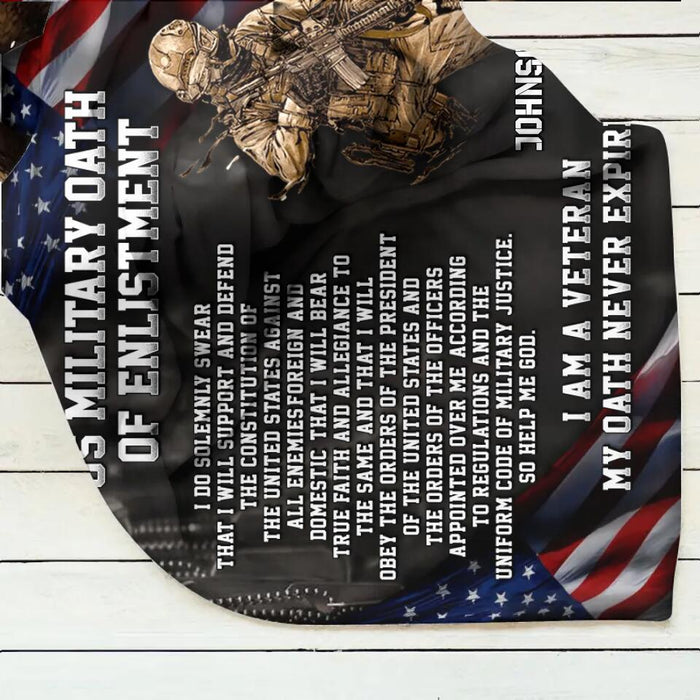 Personalized Veteran Fleece Throw Blanket/Quilt - Gift Idea For Veteran - US Military  Oath Of Enlistment