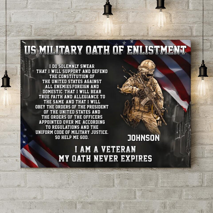 Personalized Veteran Horizontal Canvas - Gift Idea For Veteran - US Military Oath Of Enlistment