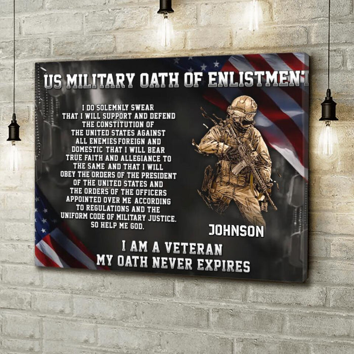 Personalized Veteran Horizontal Canvas - Gift Idea For Veteran - US Military Oath Of Enlistment