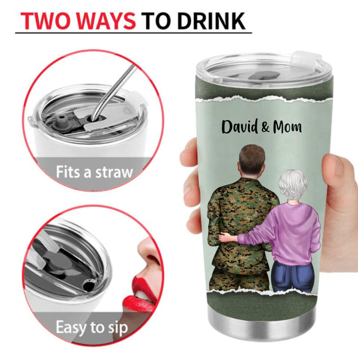 Personalized Proud Army Mom Tumbler - Mother's Day Gift For Mom From Son - The Love Between Mother & Son Knows No Distance