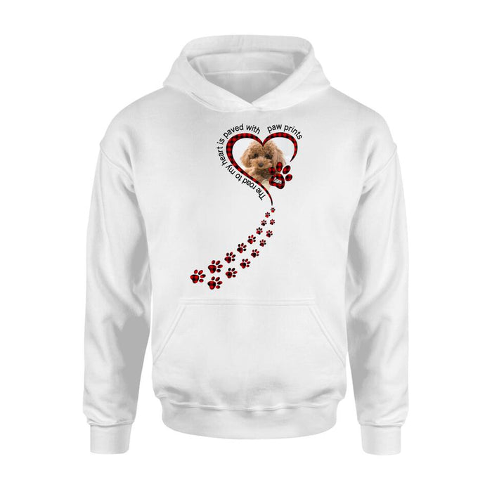 Personalized Memorial Dog Shirt - Upload Photo - Memorial Gift Idea For Loss Of Pet - The Road To My Heart Is Paved With Paw Prints