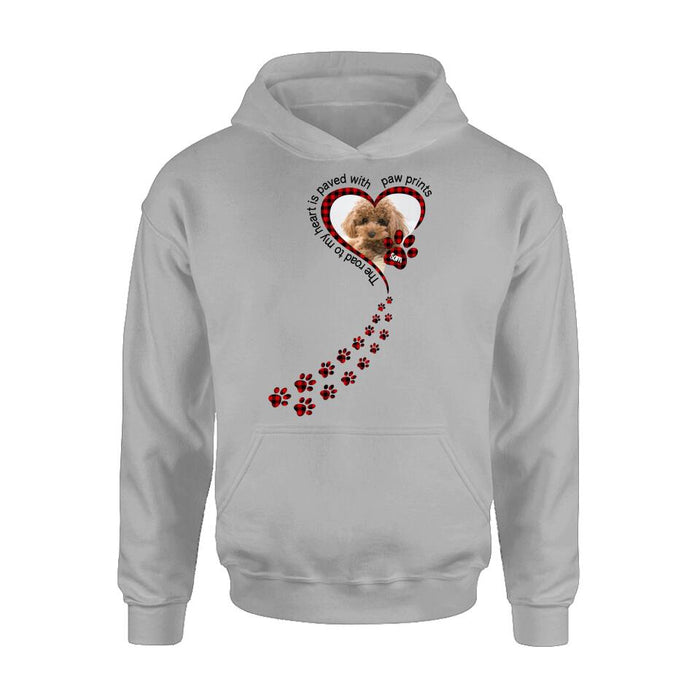 Personalized Memorial Dog Shirt - Upload Photo - Memorial Gift Idea For Loss Of Pet - The Road To My Heart Is Paved With Paw Prints