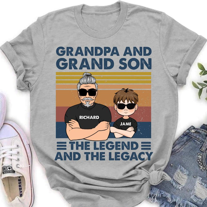 Personalized Grandpa Unisex T-shirt/Long Sleeve/Sweatshirt/Pullover Hoodie - Gift Idea For Grandpa/Grandson/Father's Day - Grandpa And Grand Son The Legend And The Legacy