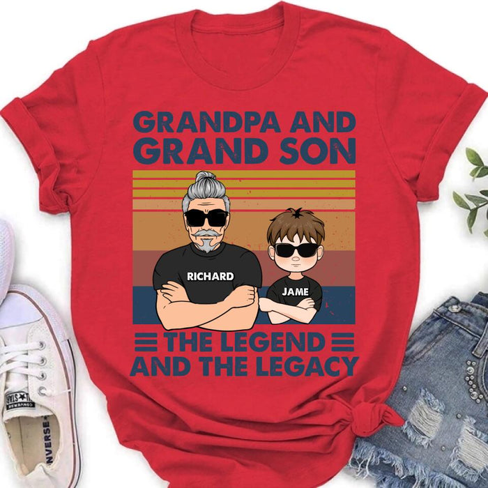 Personalized Grandpa Unisex T-shirt/Long Sleeve/Sweatshirt/Pullover Hoodie - Gift Idea For Grandpa/Grandson/Father's Day - Grandpa And Grand Son The Legend And The Legacy