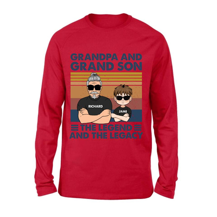 Personalized Grandpa Unisex T-shirt/Long Sleeve/Sweatshirt/Pullover Hoodie - Gift Idea For Grandpa/Grandson/Father's Day - Grandpa And Grand Son The Legend And The Legacy