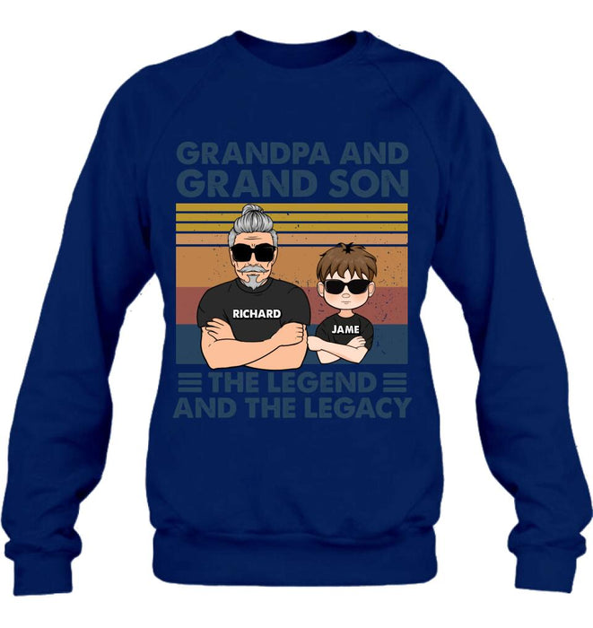 Personalized Grandpa Unisex T-shirt/Long Sleeve/Sweatshirt/Pullover Hoodie - Gift Idea For Grandpa/Grandson/Father's Day - Grandpa And Grand Son The Legend And The Legacy