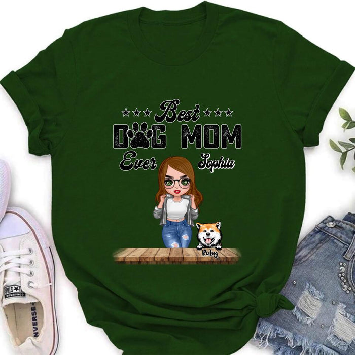 Personalized Dog Mom Front Shirt/Pullover Hoodie - Gifts For Dog Lover With Up to 4 Dogs - Best Dog Mom Ever