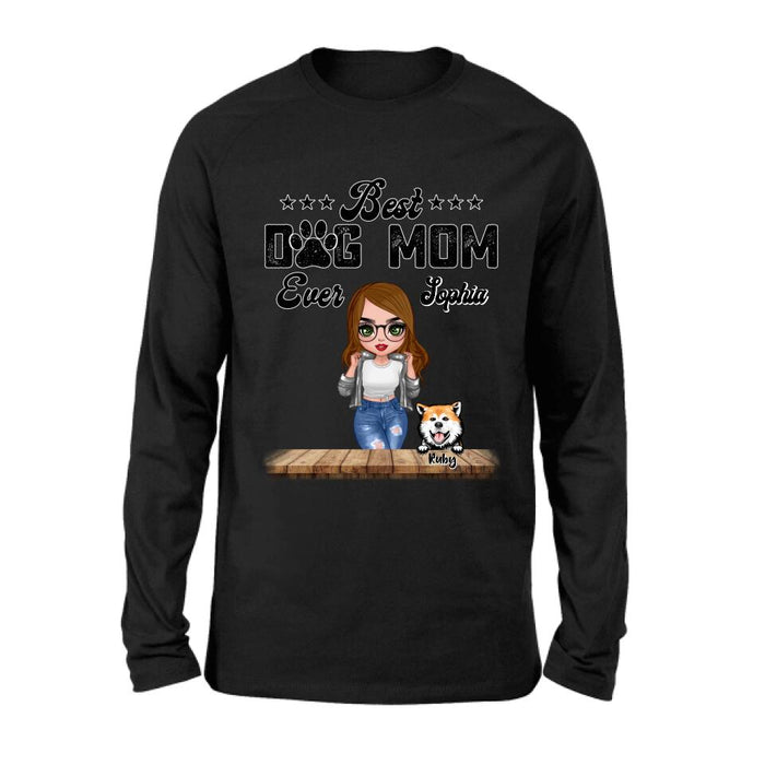 Personalized Dog Mom Front Shirt/Pullover Hoodie - Gifts For Dog Lover With Up to 4 Dogs - Best Dog Mom Ever