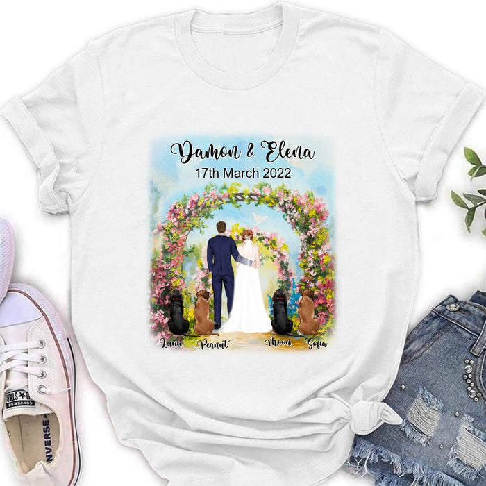 Personalized Wedding T-shirt - Wedding Gift For Couple - Up to 4 Dogs