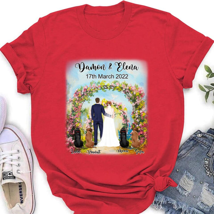 Personalized Wedding T-shirt - Wedding Gift For Couple - Up to 4 Dogs