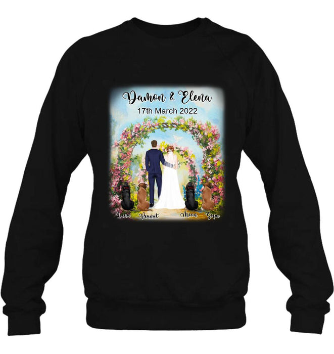 Personalized Wedding T-shirt - Wedding Gift For Couple - Up to 4 Dogs