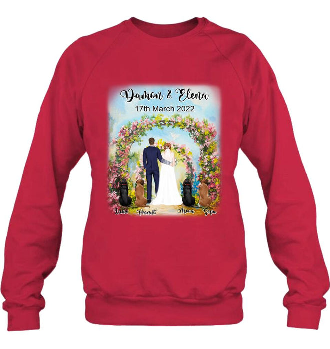 Personalized Wedding T-shirt - Wedding Gift For Couple - Up to 4 Dogs