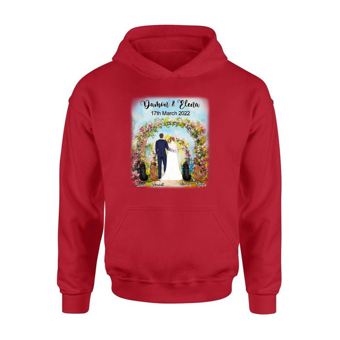 Personalized Wedding T-shirt - Wedding Gift For Couple - Up to 4 Dogs